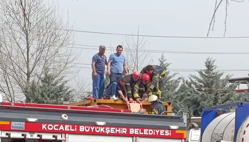 Tehlikeli Madde Taşıyan TIR Tankına Düşen Sürücü Hastaneye Kaldırıldı